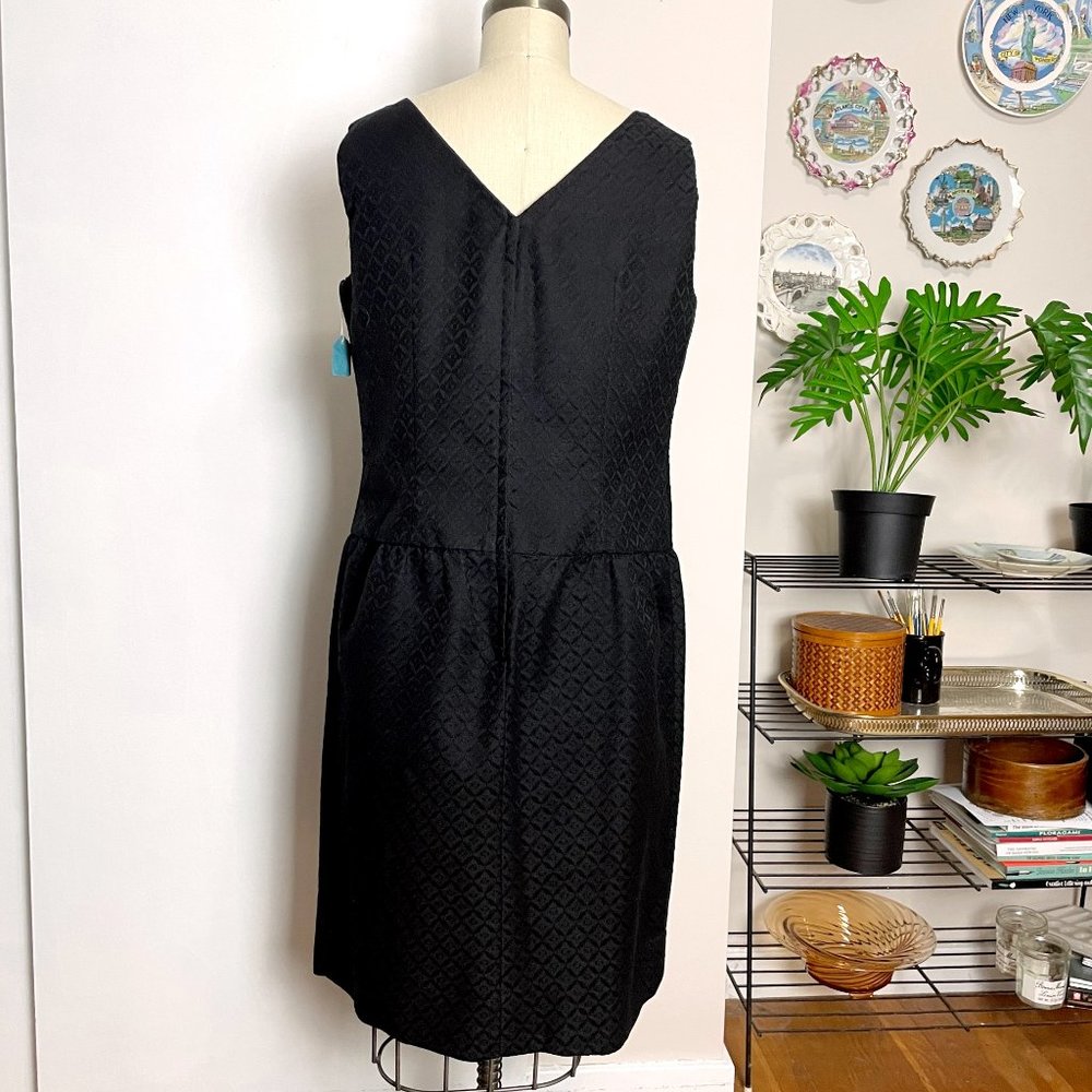 Vintage 60s Little Black Dress NWT ILGWU Arkay Mod Jacquard Sleeveless Cocktail - Picture 6 of 10
